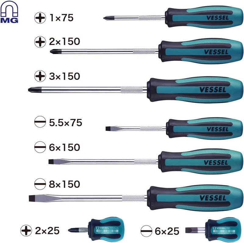 VESSEL MEGADORA Screwdriver Set 8pcs. 9008EVA (EVA foam set) - Image 2
